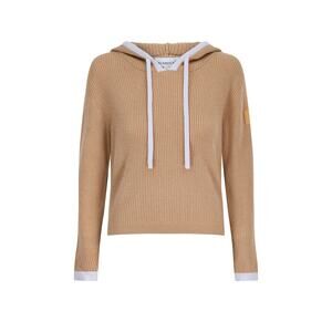Tan Ribbed Hoodie Sweatshirt